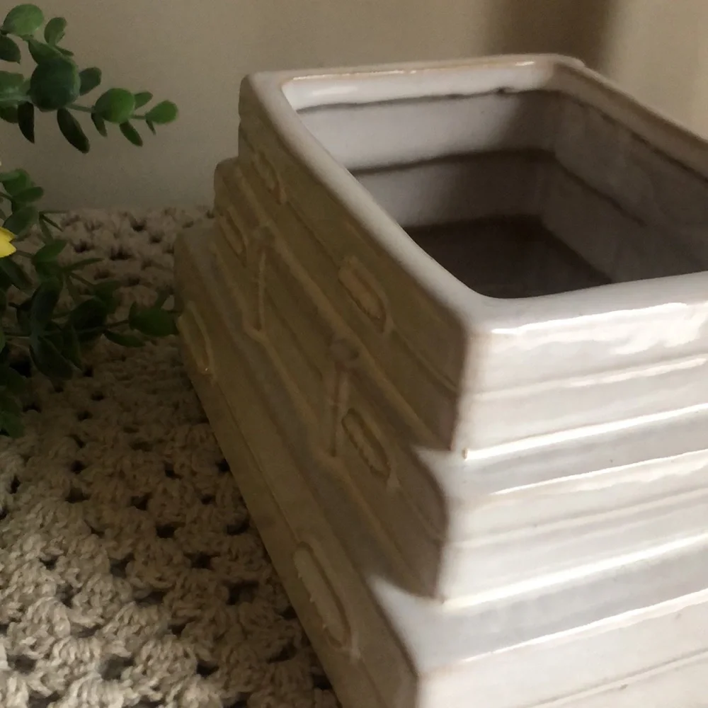Stack of Vintage Suitcases Ceramic Planter Pot
